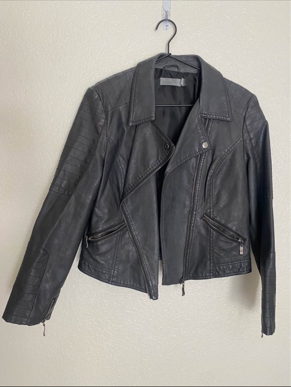 Women’s Costa Blanca Off-Black Leather Moto Jacket - Classic Biker Style